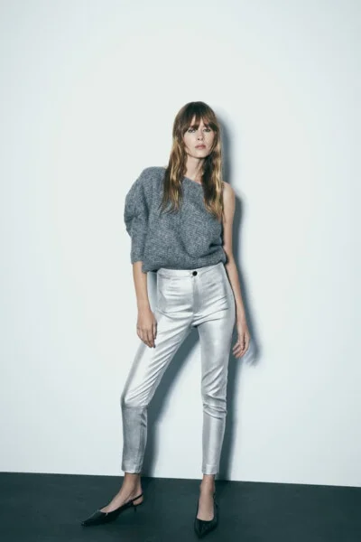trousers zara silver